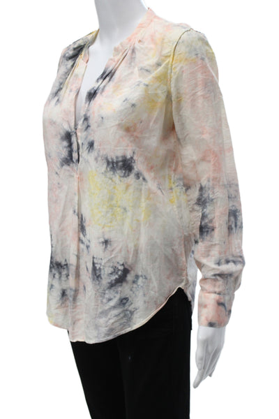 Raquel Allegra Women Boho Tunic Multicolor VNeck Longsleeve Silk Blend Size 0