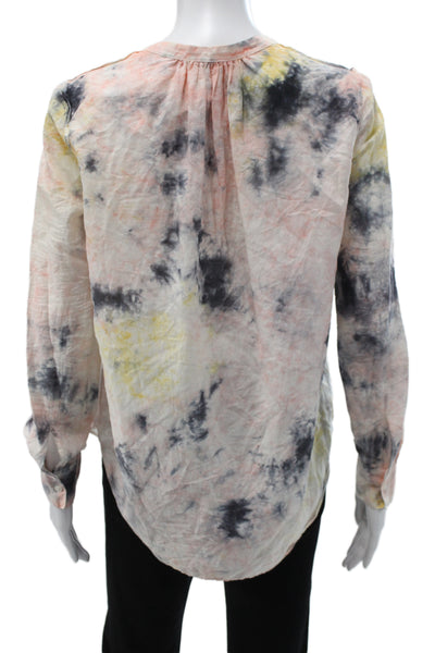 Raquel Allegra Women Boho Tunic Multicolor VNeck Longsleeve Silk Blend Size 0