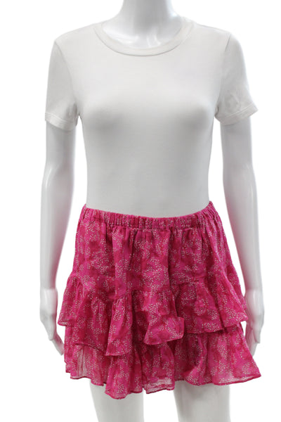 Marant Etoile Women Pink Floral Cotton Mini Skort Bohemian Size 40