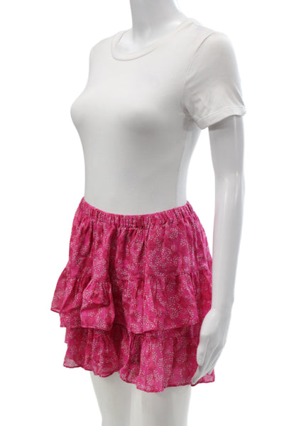 Marant Etoile Women Pink Floral Cotton Mini Skort Bohemian Size 40