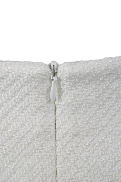 Karen Millen Womens Ivory Herringbone Mini Skirt Button Size 10