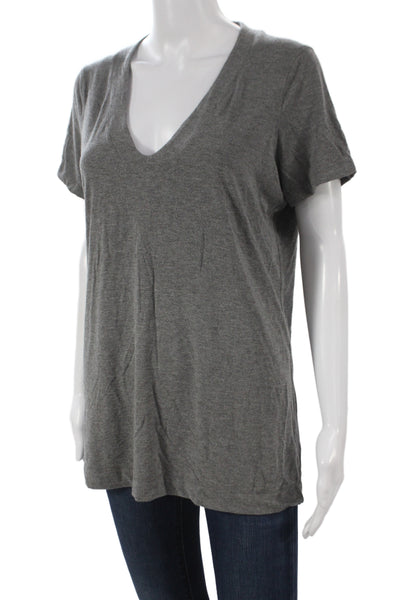 Kit And Ace Women Basic Gray V Neck Short Sleeve T Shirt Pullover Size 10