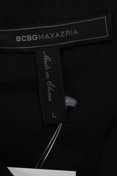 BCBGMAXAZRIA Women Sleeveless Basic Black Blouse Zip Round Neck Size L