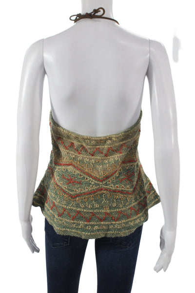 Ralph Lauren Blue Label Women Green Geometric Halter Camisole Size M