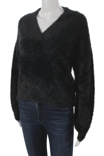 Kerisma Womens V Neck Pullover Sweater Black 100% Nylon Size S