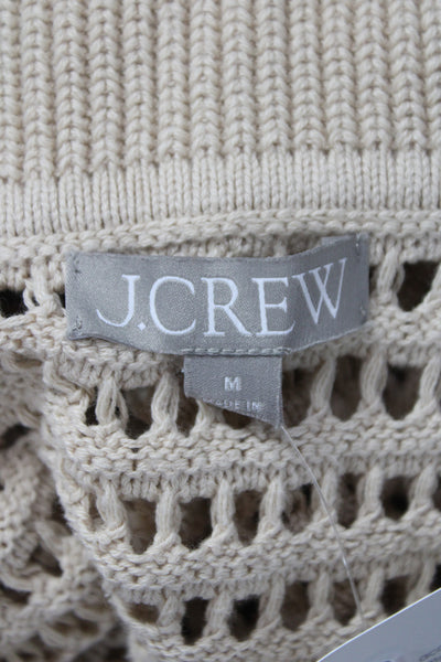 J Crew Womens Collared Striped Cotton Pullover Sweater Beige Size M