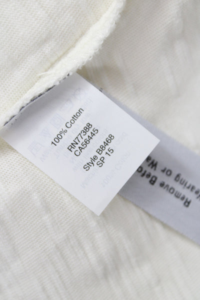 Madewell Women Basic White Scoop Neck 3/4 Sleeve Cotton Blouse Size 2XS