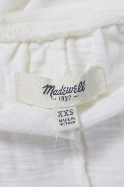 Madewell Women Basic White Scoop Neck 3/4 Sleeve Cotton Blouse Size 2XS