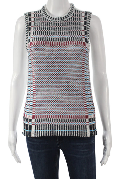 Tory Burch Women Black Striped Cotton Sleeveless Pullover Sweater Size XS