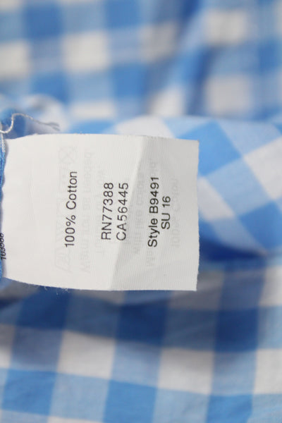 J Crew Women Blue Check 100% Cotton Collared Button-Up Long Sleeve Size 2XS