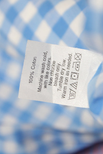 J Crew Women Blue Check 100% Cotton Collared Button-Up Long Sleeve Size 2XS