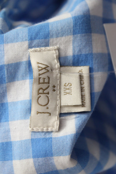 J Crew Women Blue Check 100% Cotton Collared Button-Up Long Sleeve Size 2XS