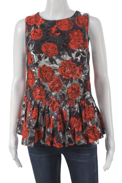 J Crew Collection Womens Multicolor Floral Sleeveless Tunic Roundneck Size 0