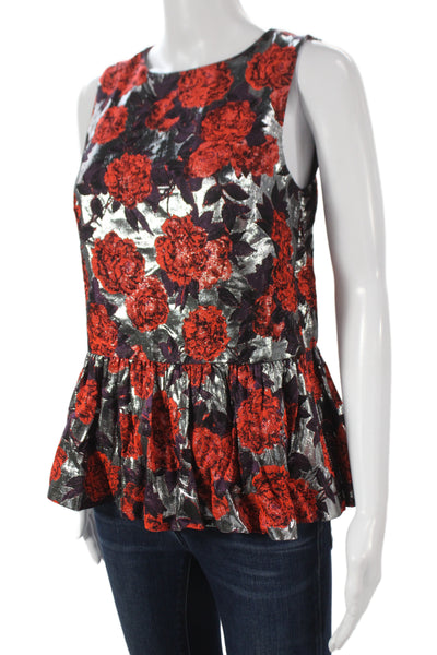 J Crew Collection Womens Multicolor Floral Sleeveless Tunic Roundneck Size 0