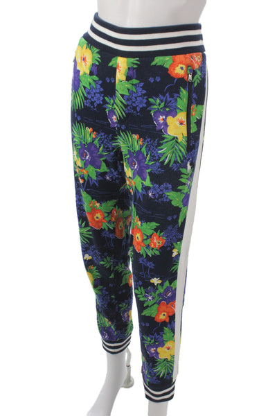 Polo Ralph Lauren Womens Blue Floral Cotton Jogger Pants Zip Size S