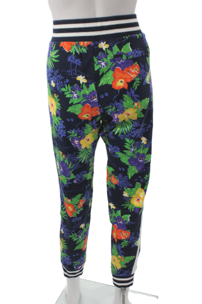 Polo Ralph Lauren Womens Blue Floral Cotton Jogger Pants Zip Size S