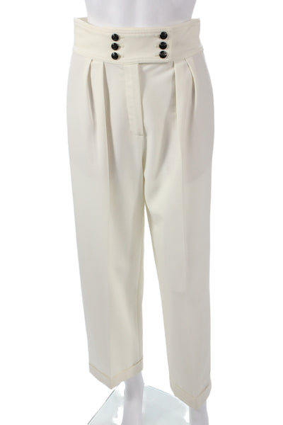 Massimo Dutti Women Dress Pants White Button Closure Size 4