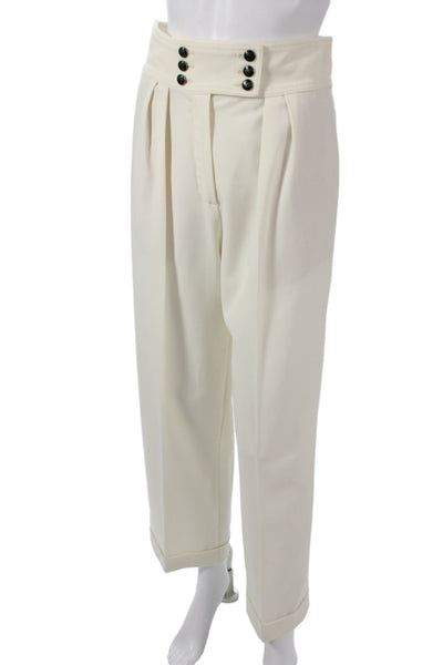 Massimo Dutti Women Dress Pants White Button Closure Size 4