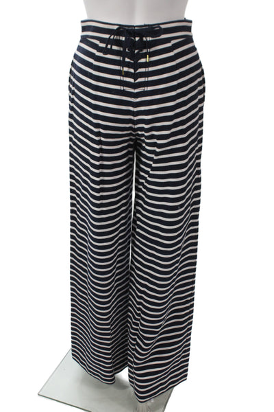 J Crew Women Dress Pants Blue Striped Cotton Nautical Button Size 00
