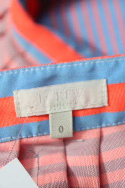 J Crew Collection Womens Blue Striped Pleated Knee Length Skirt Size 0