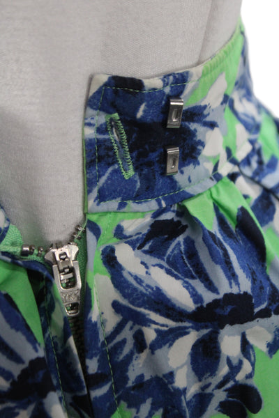 J Crew Womens Pleated Floral Cotton Skirt Green Size 2
