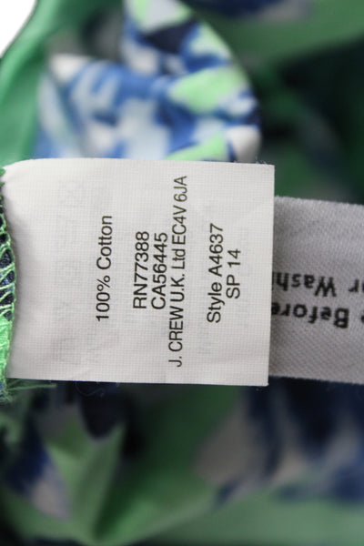 J Crew Womens Pleated Floral Cotton Skirt Green Size 2