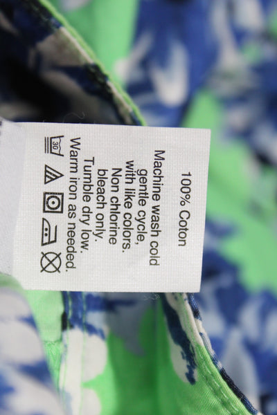 J Crew Womens Pleated Floral Cotton Skirt Green Size 2