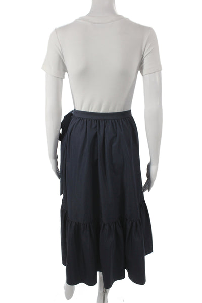 J Crew Womens Wrap Skirt Blue Polyester Knee Length Size 0