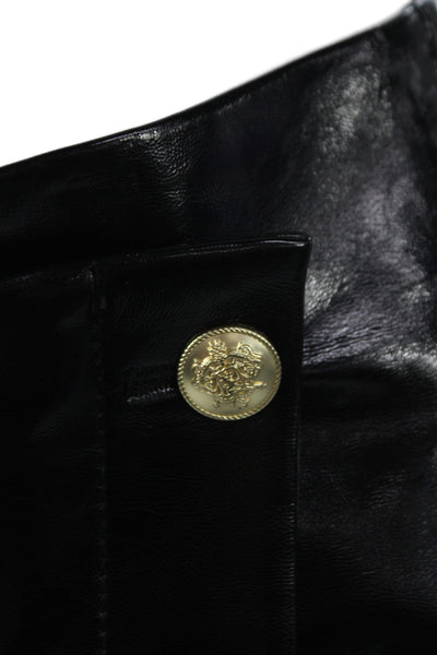 J Crew Collection Womens Straight Pencil Black Button Polyurethane Skirt Size 2