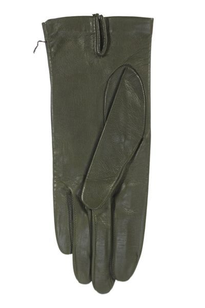 Madova Womens Slide On Leather Wrist Length Gloves Green Size 7.5