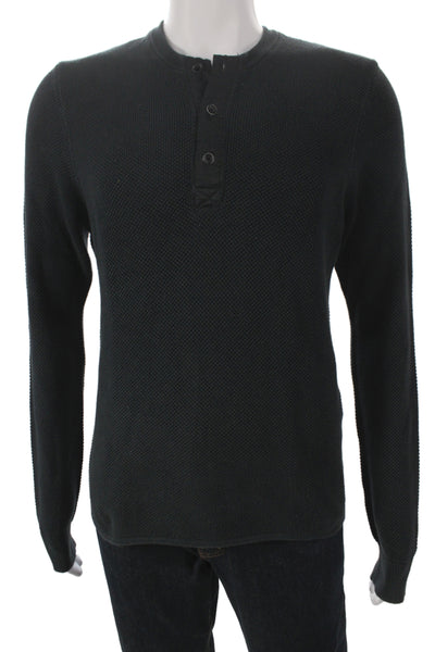 Rag & Bone Mens Long Sleeve Henley Sweater Black 100% Organic Cotton Size M