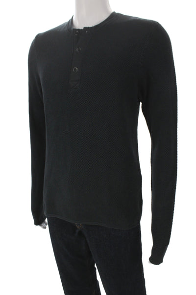 Rag & Bone Mens Long Sleeve Henley Sweater Black 100% Organic Cotton Size M