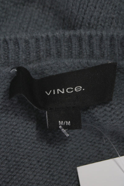 Vince Mens Cashmere Crew Neck Pullover Solid Gray Long Sleeve Size M