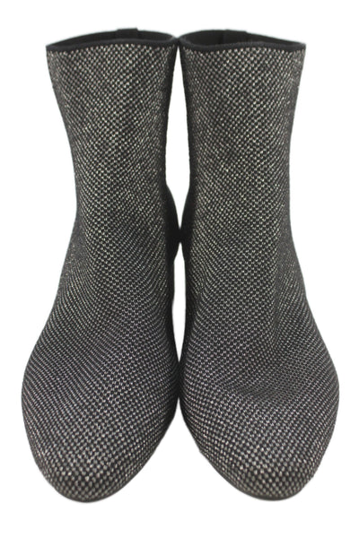 Rothys Womens Ribbed Contrast Pullover Ankle Boots Black Silver Size 11