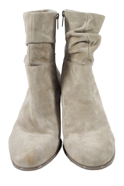 L'Amour Des Pieds Womnes Suede Ruched Ankle Boots Beige Size 11