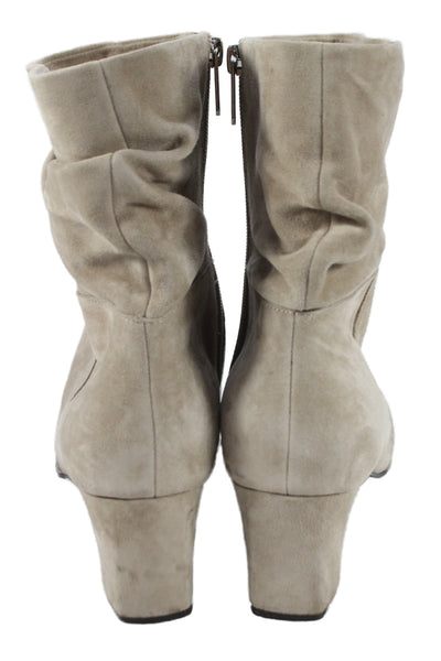 L'Amour Des Pieds Womnes Suede Ruched Ankle Boots Beige Size 11