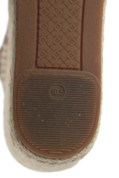 Tory Burch Womens Leather Espadrille Wedge Sandals Beige Size 10.5
