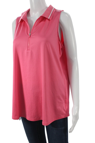 JoFit Womens Sleeveless Collared Pullover Pink Zip Athleisure Size XL