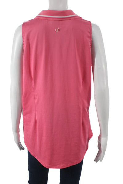JoFit Womens Sleeveless Collared Pullover Pink Zip Athleisure Size XL