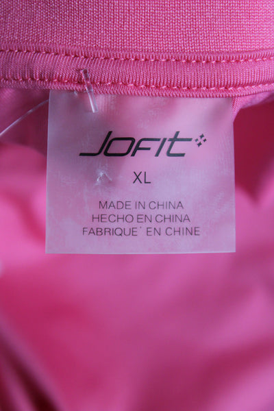 JoFit Womens Sleeveless Collared Pullover Pink Zip Athleisure Size XL