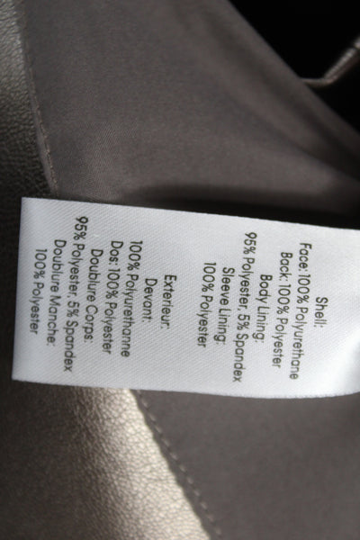 Milly Womens Basic Jacket Silver Polyurethane Button Long Sleeve Size 12