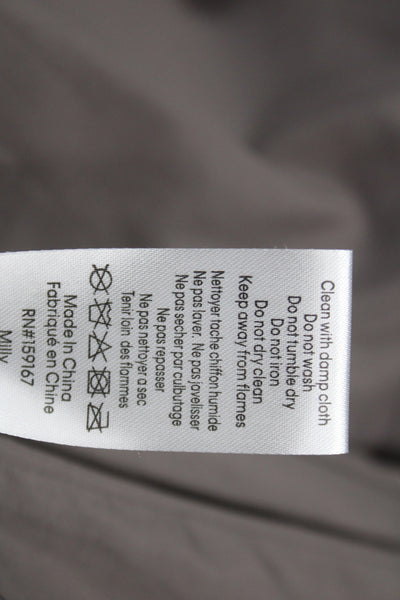 Milly Womens Basic Jacket Silver Polyurethane Button Long Sleeve Size 12