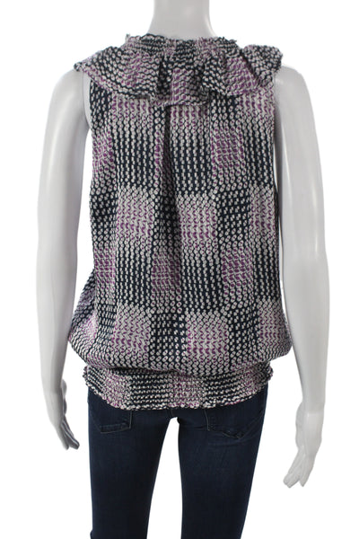 Ramy Brook Women Black Geometric V-Neck Sleeveless Camisole Blouse Size M