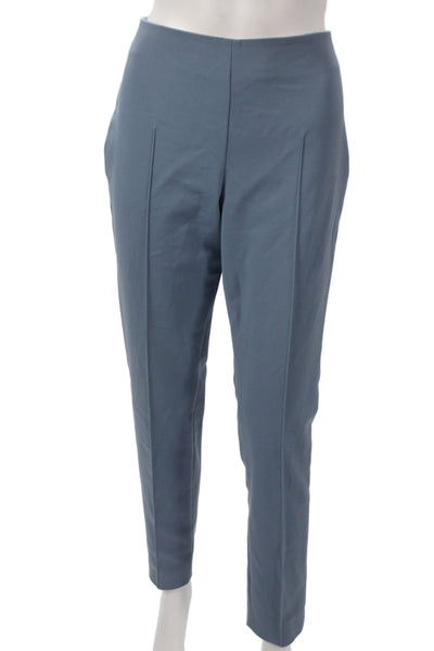 Akris Women Dress Pants Blue Cotton Zip Classic Size 6