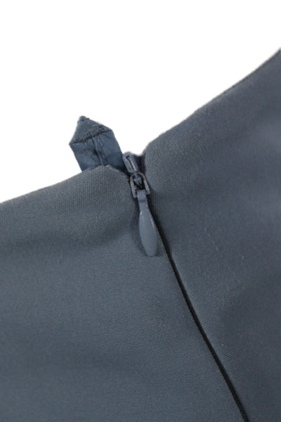 Akris Women Dress Pants Blue Cotton Zip Classic Size 6