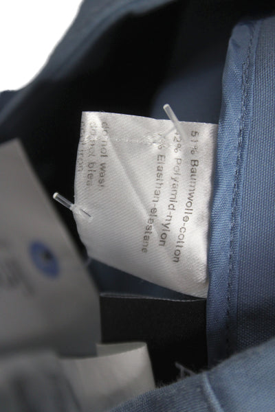Akris Women Dress Pants Blue Cotton Zip Classic Size 6