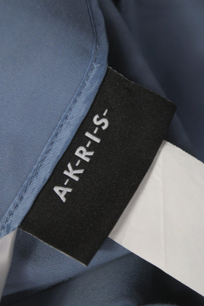 Akris Women Dress Pants Blue Cotton Zip Classic Size 6