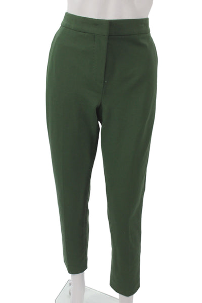Max Mara Women Dress Pants Green Viscose Hook & Eye Inseam 28 Size 8