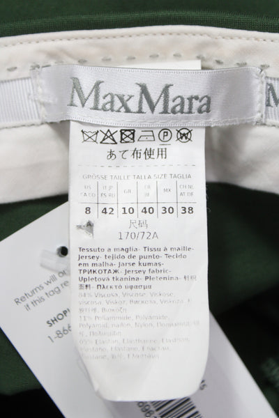 Max Mara Women Dress Pants Green Viscose Hook & Eye Inseam 28 Size 8