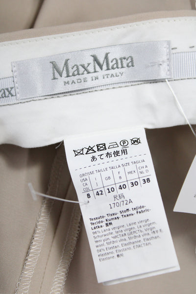 Max Mara Women Beige Virgin Wool Dress Pants Classic Size 8